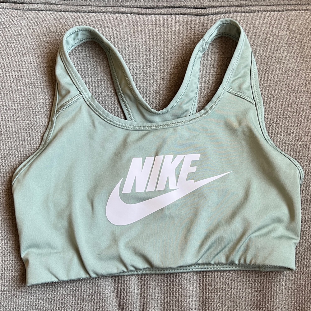 Nike Green and White Sports Bra Racerback